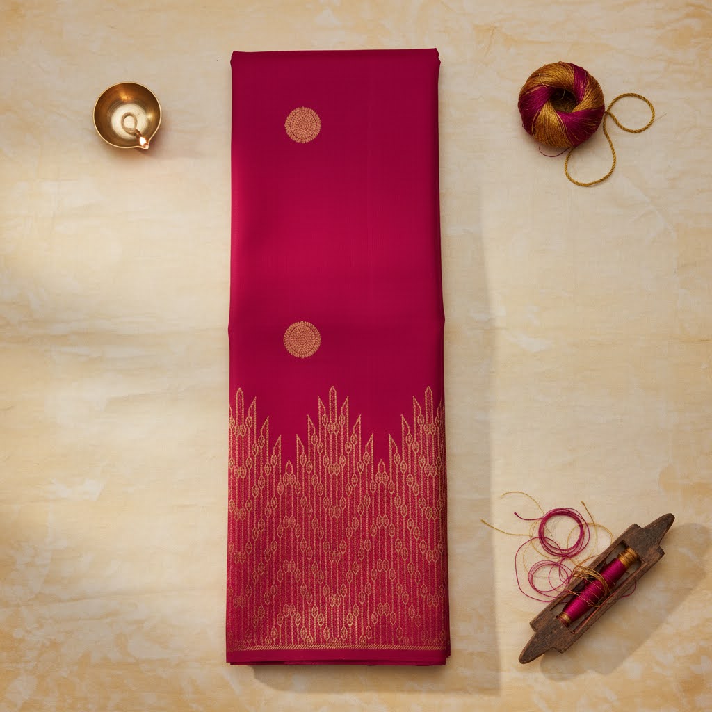 Kuberan Magenta Crimson  Kanchipuram Silk Saree