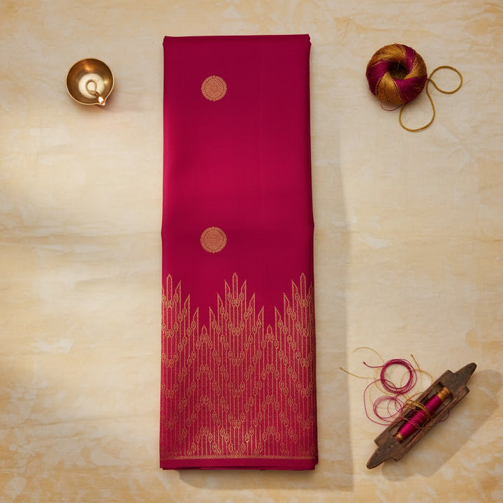 Kuberan Magenta Crimson  Kanchipuram Silk Saree