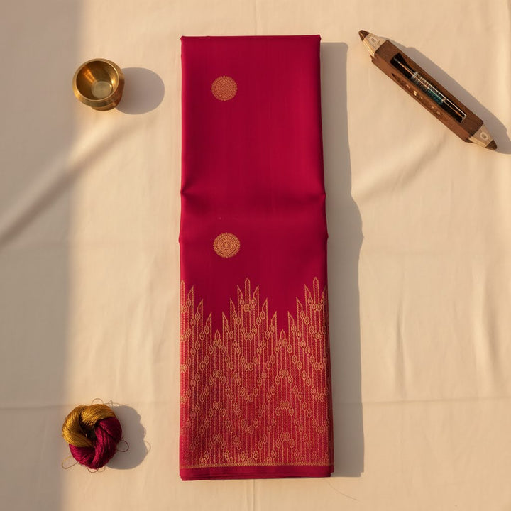 Kuberan Magenta Crimson  Kanchipuram Silk Saree