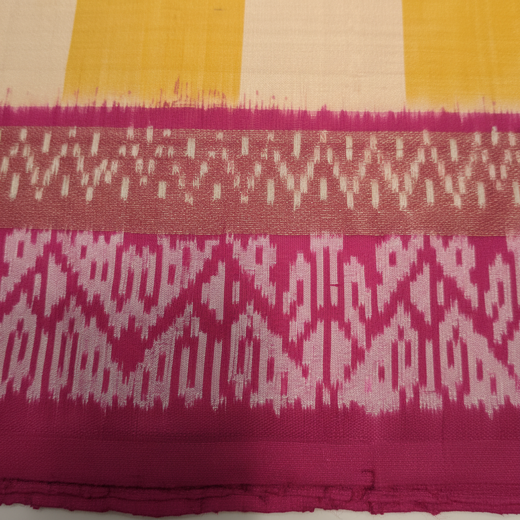 KUBERAN YELLOW WITH PINK POCHAMPALLY SILK SAREE