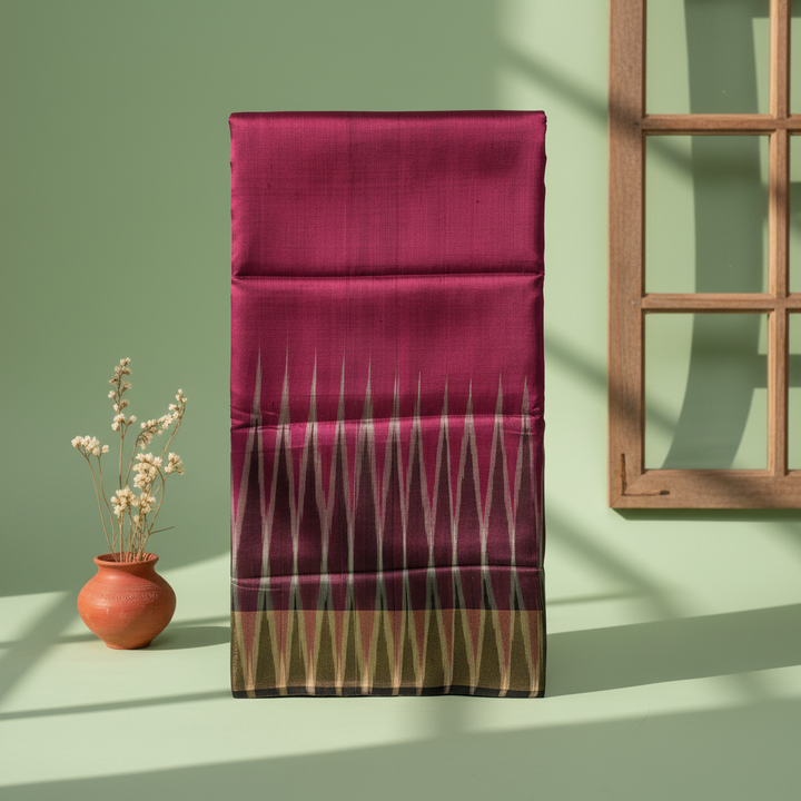 KUBERAN BURGUNDY BISHNUPURI SOFT SILK SAREE