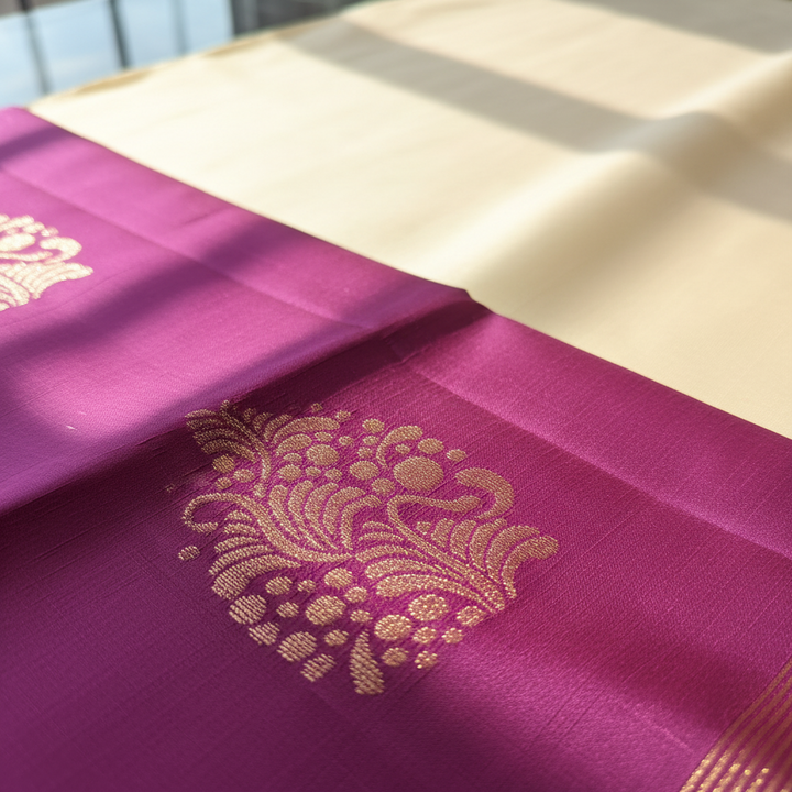 KUBERAN MAGENTA WITH RUST PURE SOFT SILK SAREE