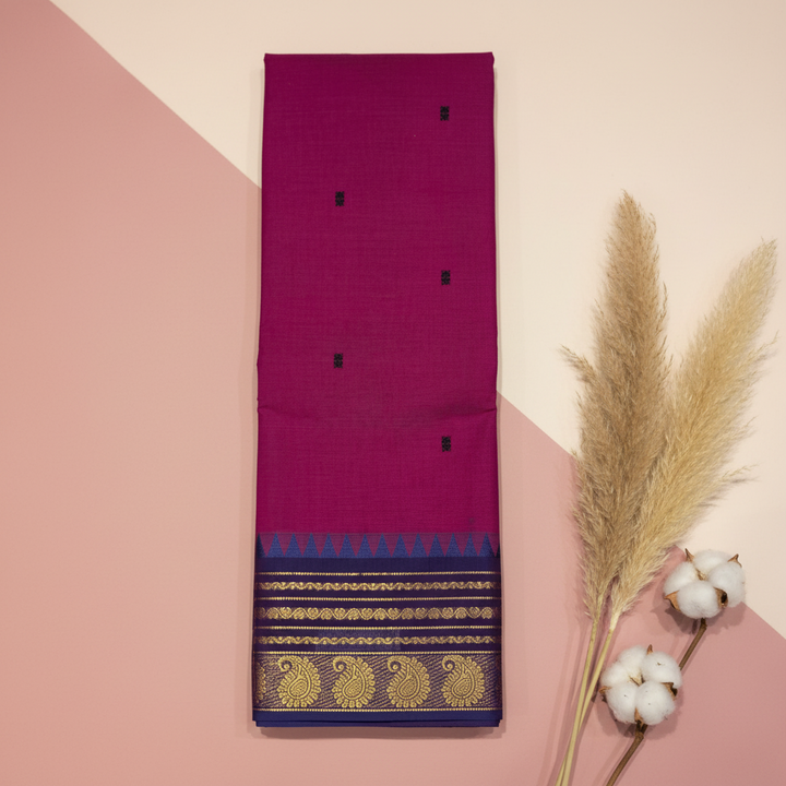 KUBERAN DARK PINK COTTON SAREE
