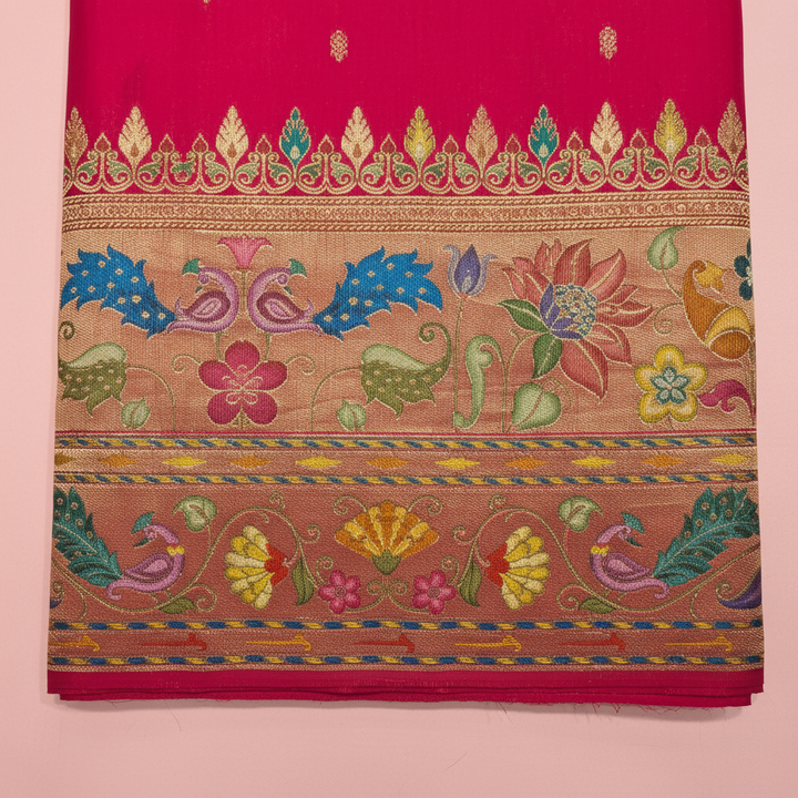 KUBERAN DARK PINK MASHRU SEMI BANARASI SILK SAREE