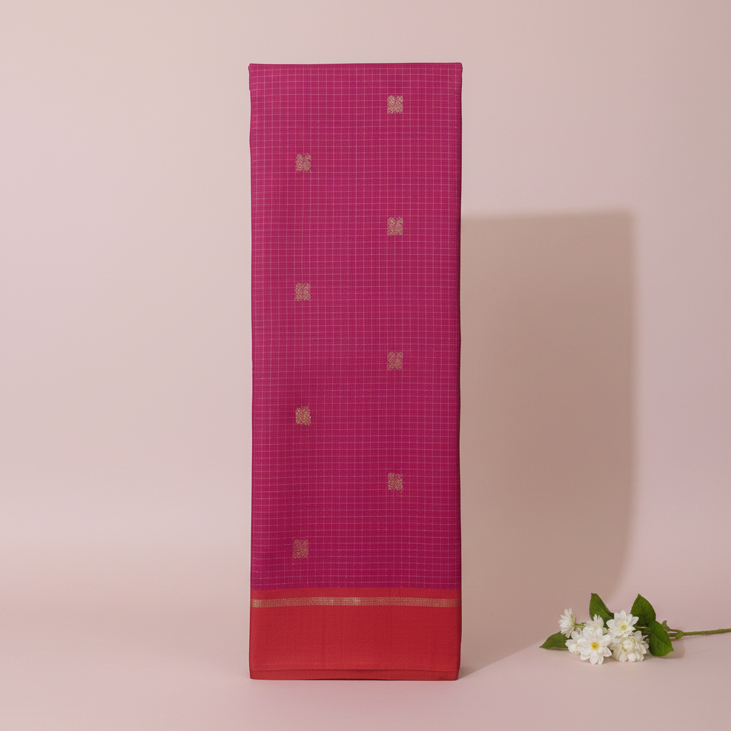 KUBERAN PINK PURE KANCHIPURAM SILK SAREE