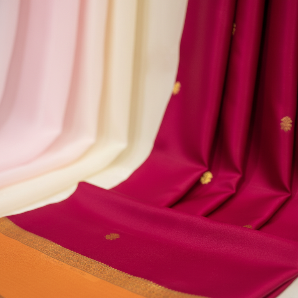 KUBERAN WINE RED PURE CREPE SAREE