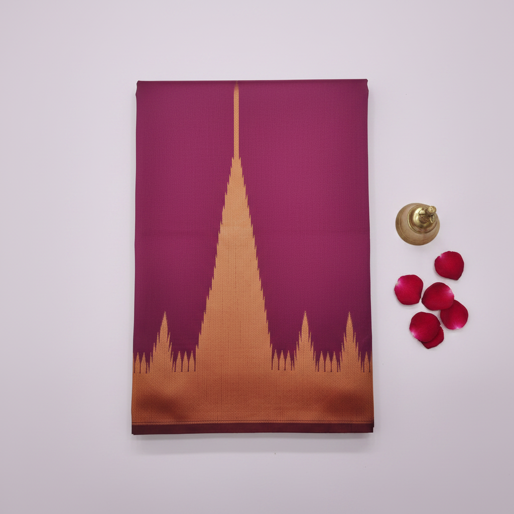 Magenta Temple Spike Saree – Lavender BG + Rose Petals