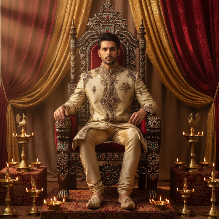 Kuberan Golden Zardozi Embroidered Sherwani