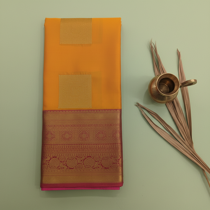 KUBERAN YELLOW SEMI SILK SAREE