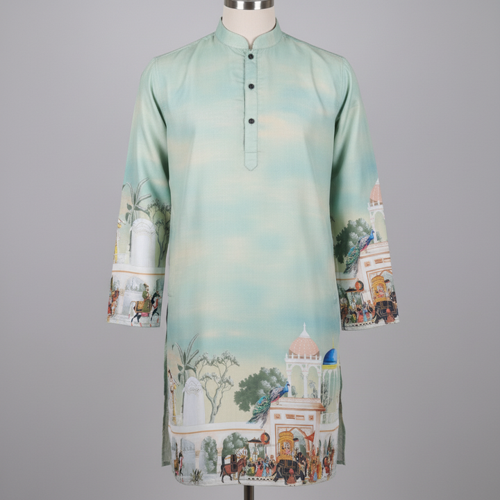 KUBERAN PRINTED SILK KURTA