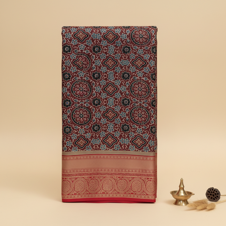KUBERAN PALE PURPLE AJRAKH PRINT SAREE
