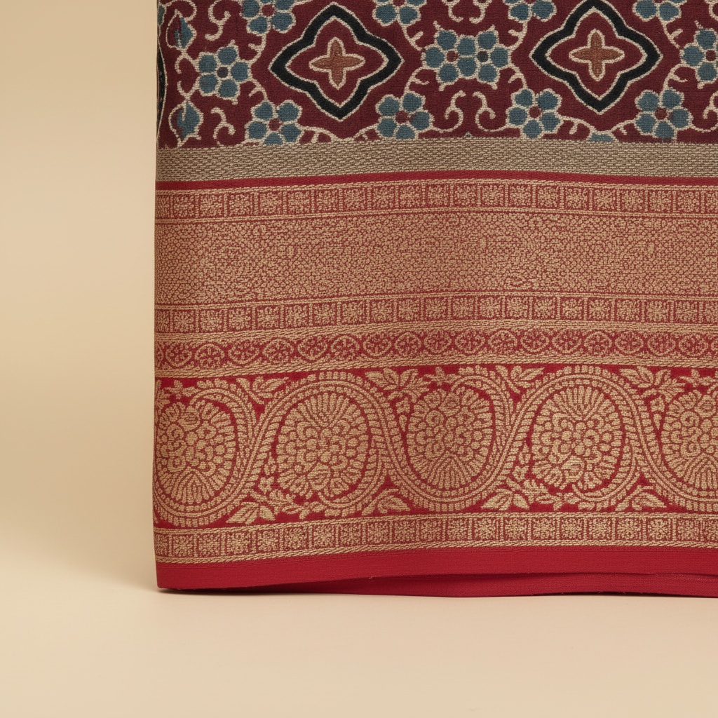 KUBERAN PALE PURPLE AJRAKH PRINT SAREE