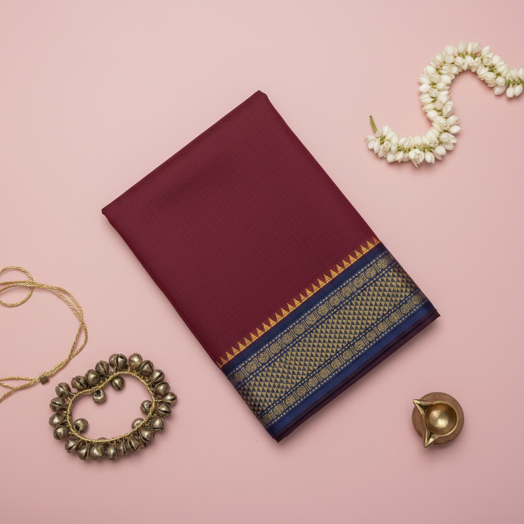 KUBERAN MAROON COTTON DANCE PRACTICE SAREE