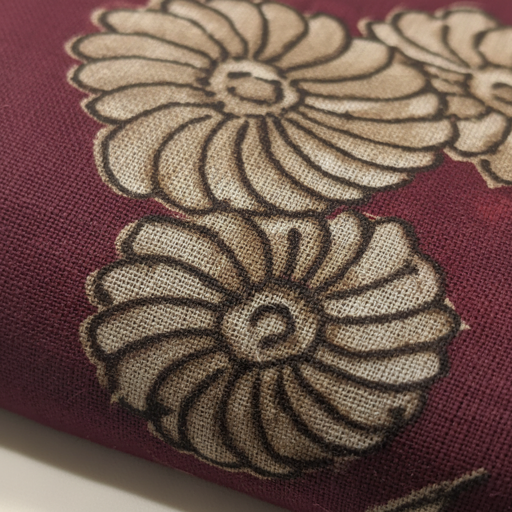 KUBERAN MAROON PRINTED COTTON SAREE