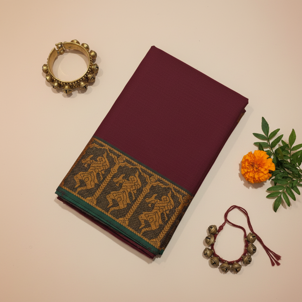 KUBERAN MAROON COTTON DANCE PRACTICE SAREE