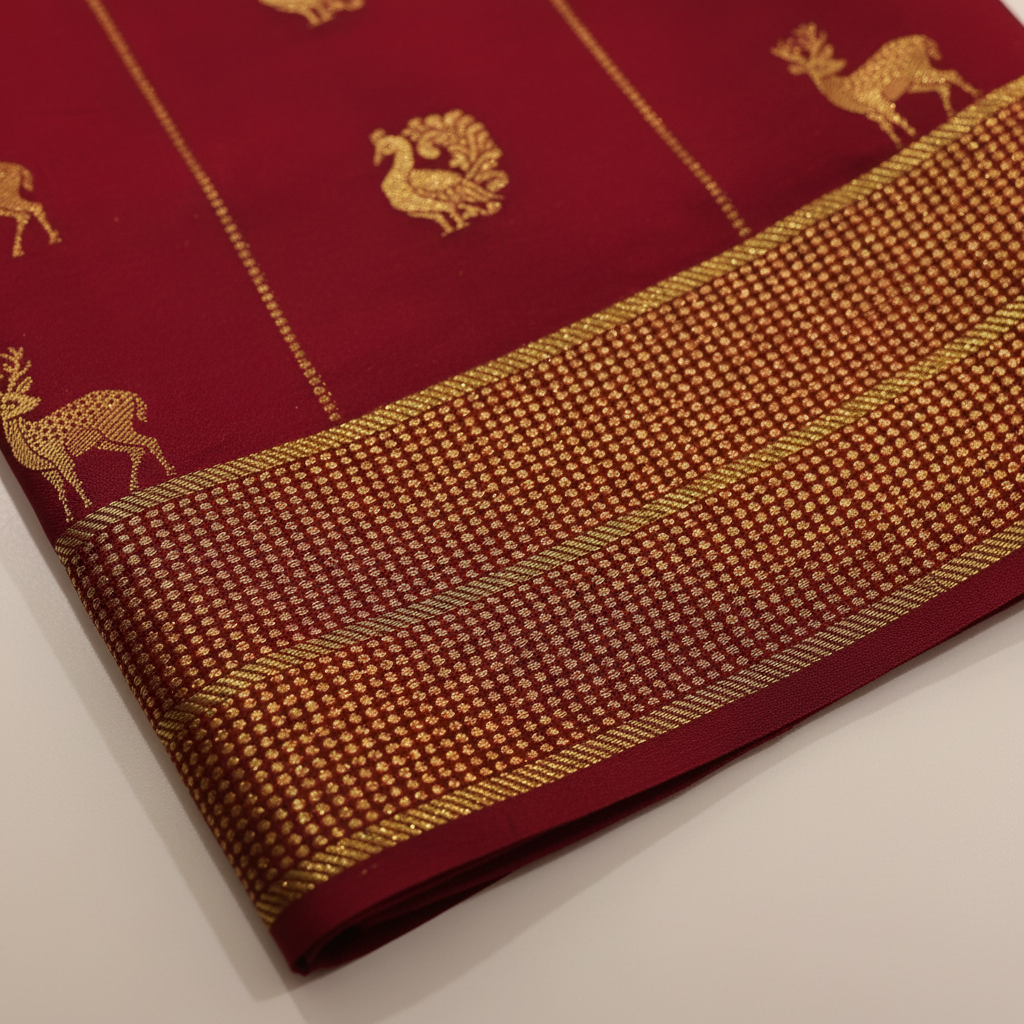 kuberan Maroon Mysore Silk Saree