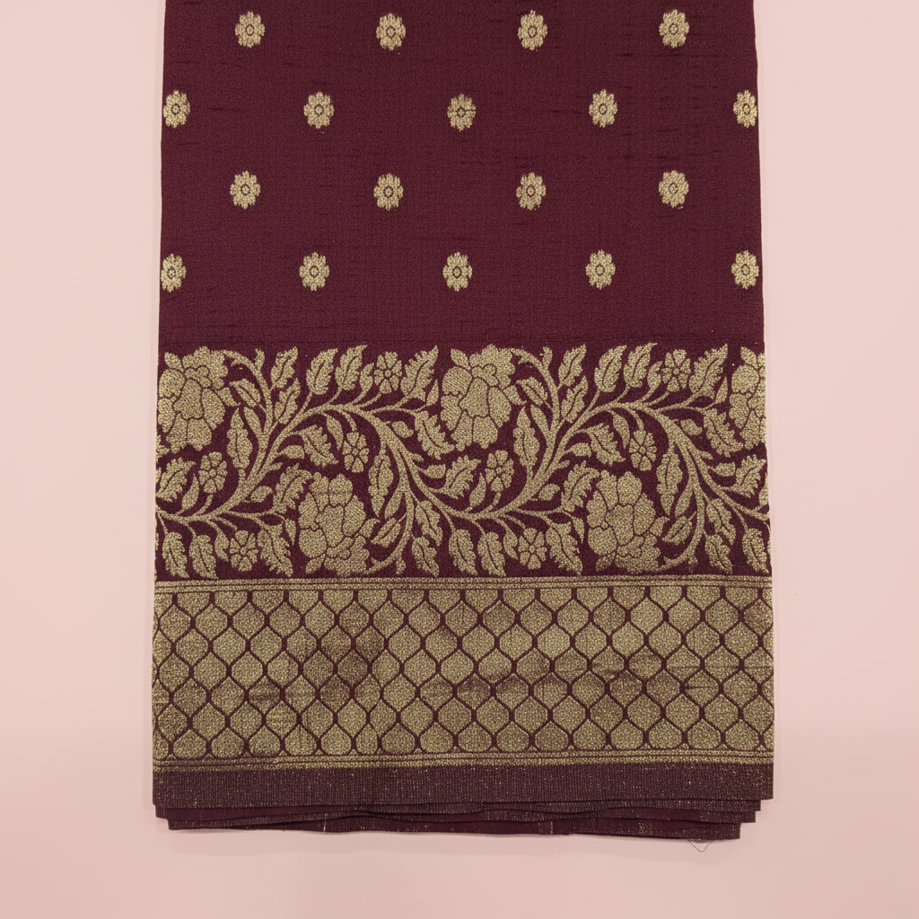 KUBERAN MAROON MASHRU BANARASI SILK SAREE