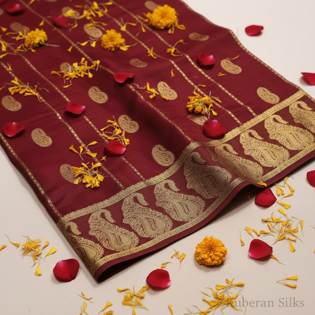 Kuberan Red Mysore Silk Saree.