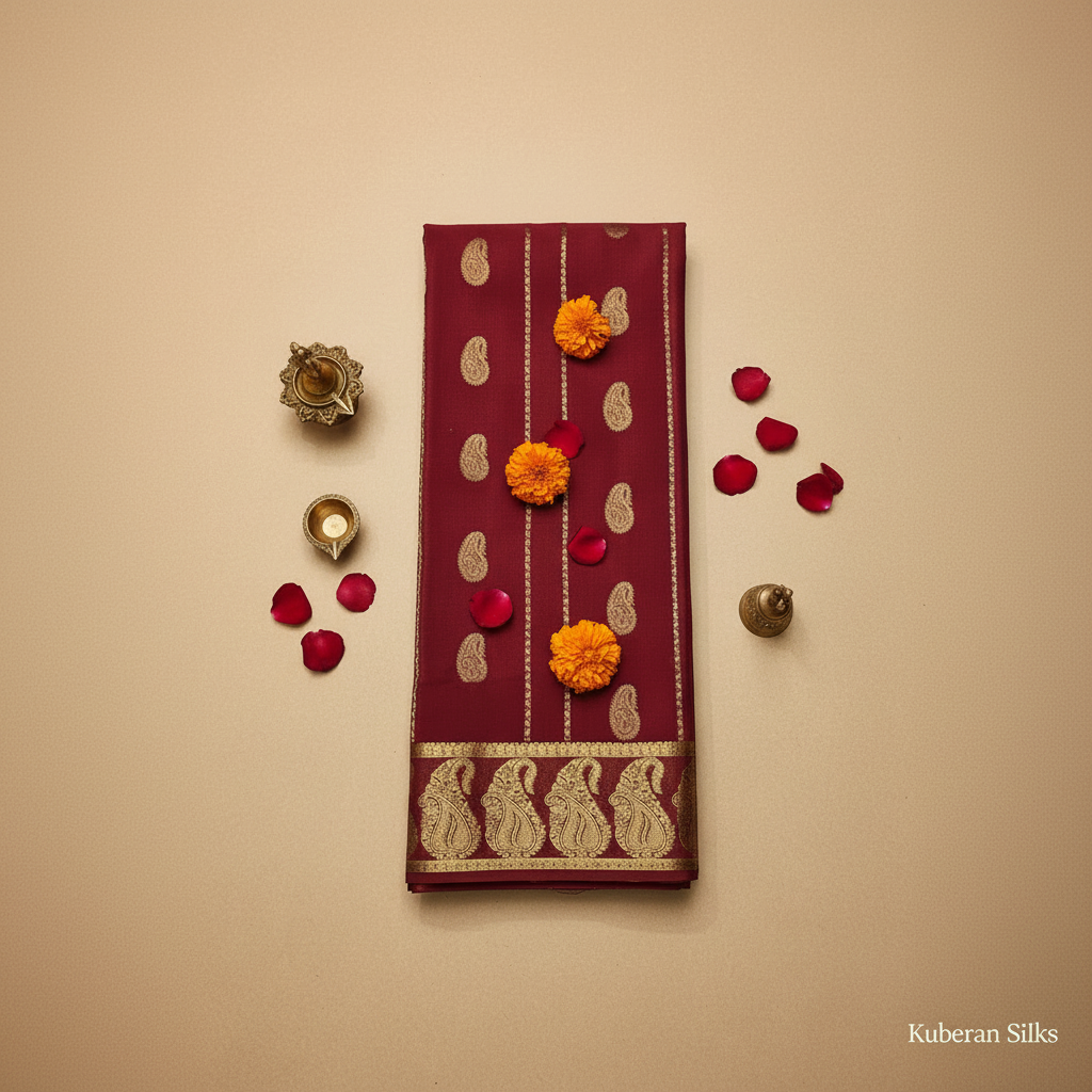 Kuberan Red Mysore Silk Saree.