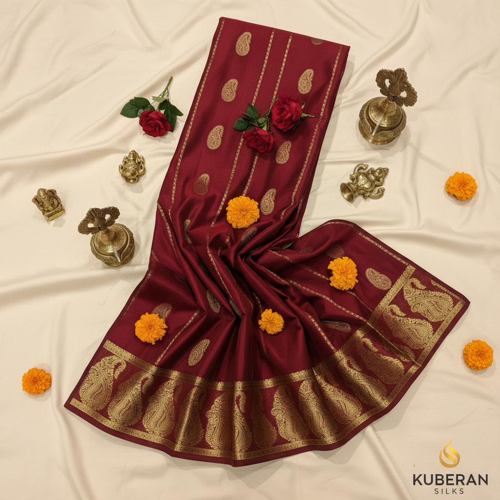 Kuberan Red Mysore Silk Saree.