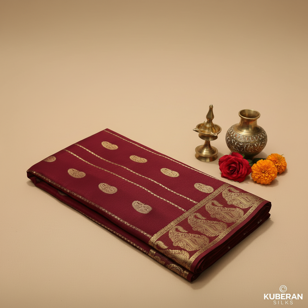 Kuberan Red Mysore Silk Saree.