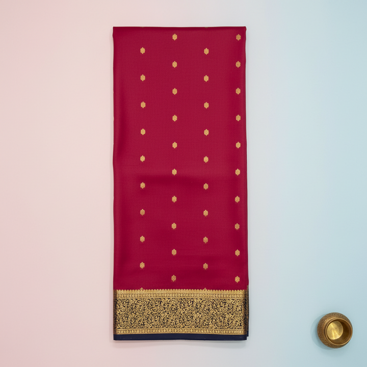 KUBERAN DARK PINK PURE CREPE SAREE