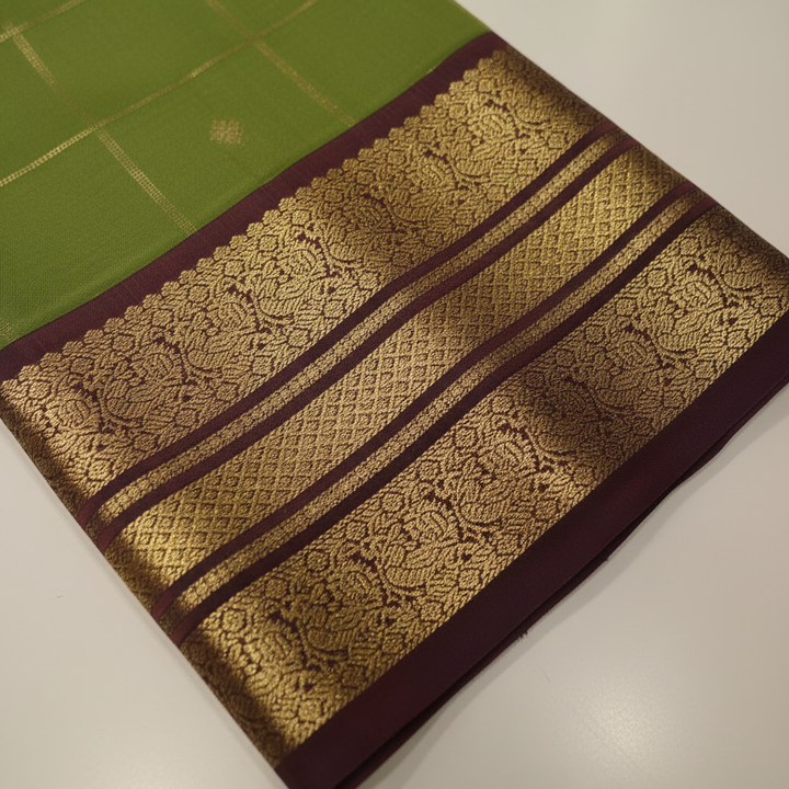 KUBERAN GREEN WITH BURGUNDY PURE SILK SAREE