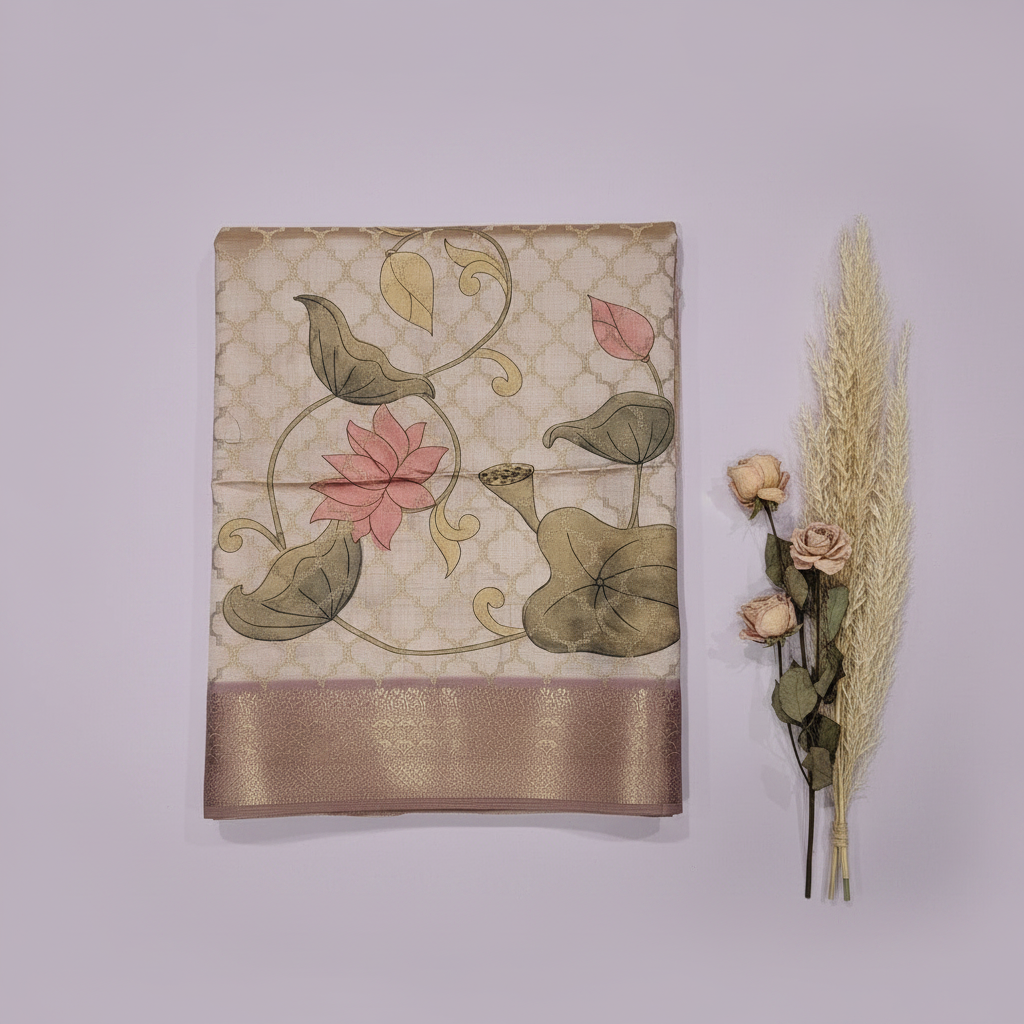 KUBERAN LIGHT PURPLE CHIFFON PRINTED SAREE