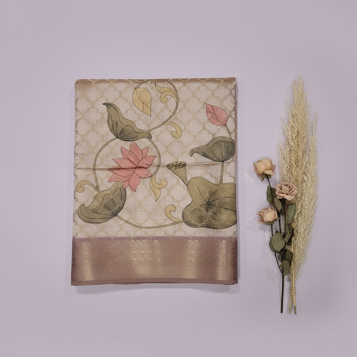 KUBERAN LIGHT PURPLE CHIFFON PRINTED SAREE