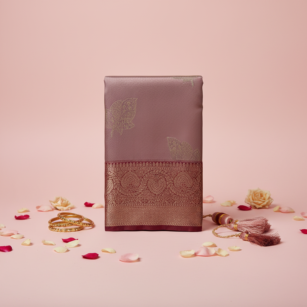KUBERAN PINK BROCADE SEMI SILK SAREE
