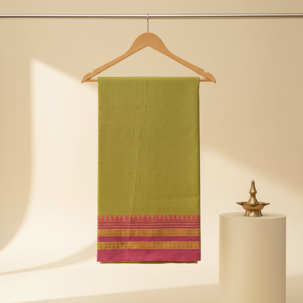 KUBERAN LIME GREEN COTTON SAREE