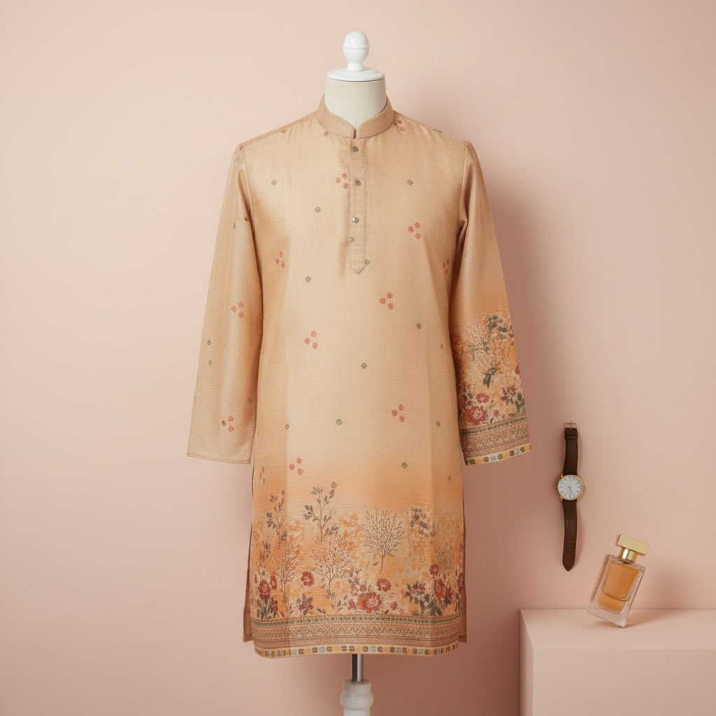 KUBERAN PRINTED SILK KURTA