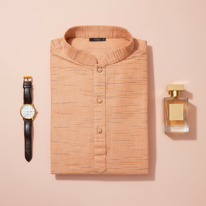 KUBERAN PEACH COTTON KURTA