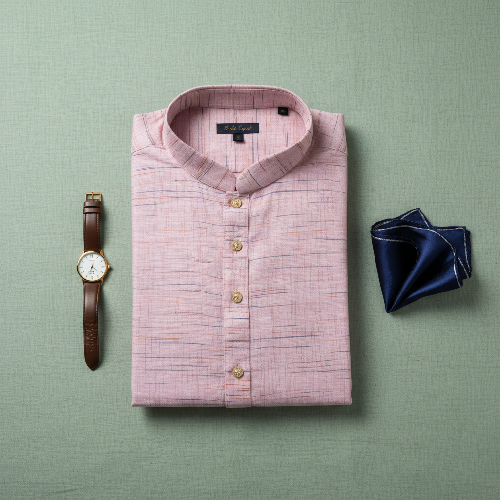 KUBERAN MOUNTBATTEN PINK COTTON KURTA