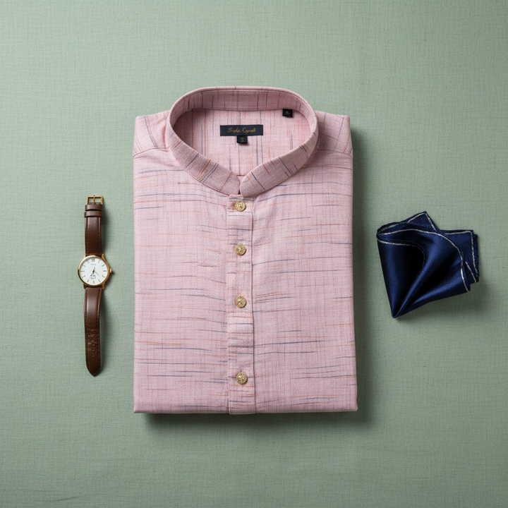 KUBERAN MOUNTBATTEN PINK COTTON KURTA