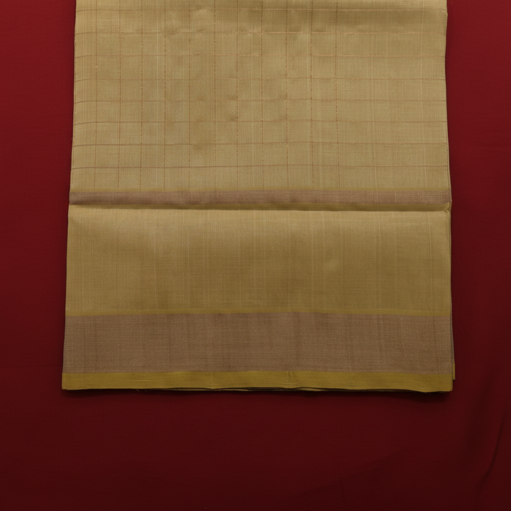 Kuberan Golden Yellow Self-Check Cotton Silk Saree