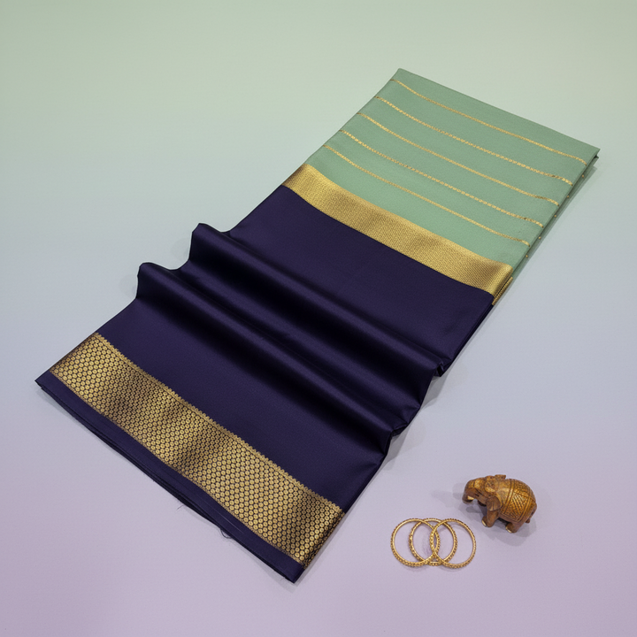 KUBERAN DUAL TONE BLUE PURE CREPE SAREE