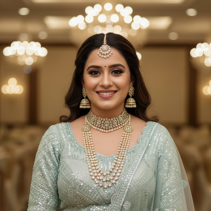 Kuberan Bridal Lehenga – Mint Ice Blue Geometric Sequin