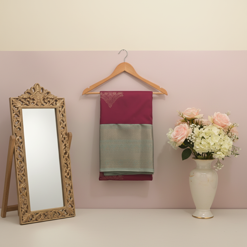 KUBERAN PINK SEMI SILK SAREE