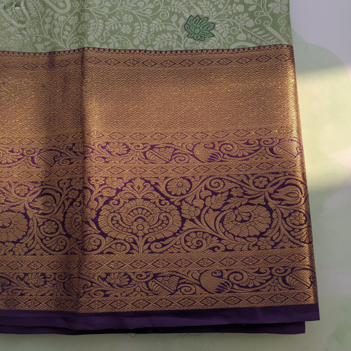 KUBERAN LIGHT GREEN BROCADE SEMI SILK SAREE