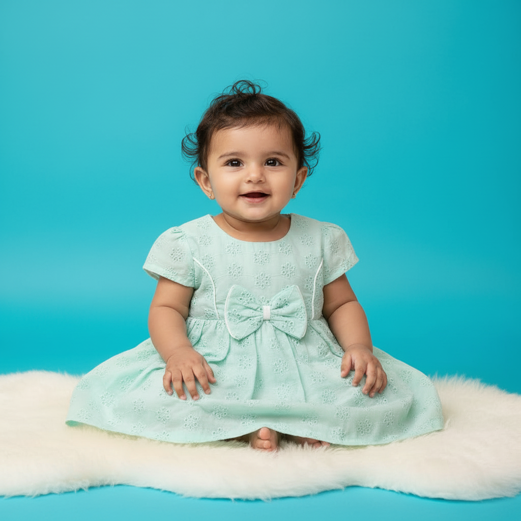 KUBERAN MINT BLUE COTTON FROCK