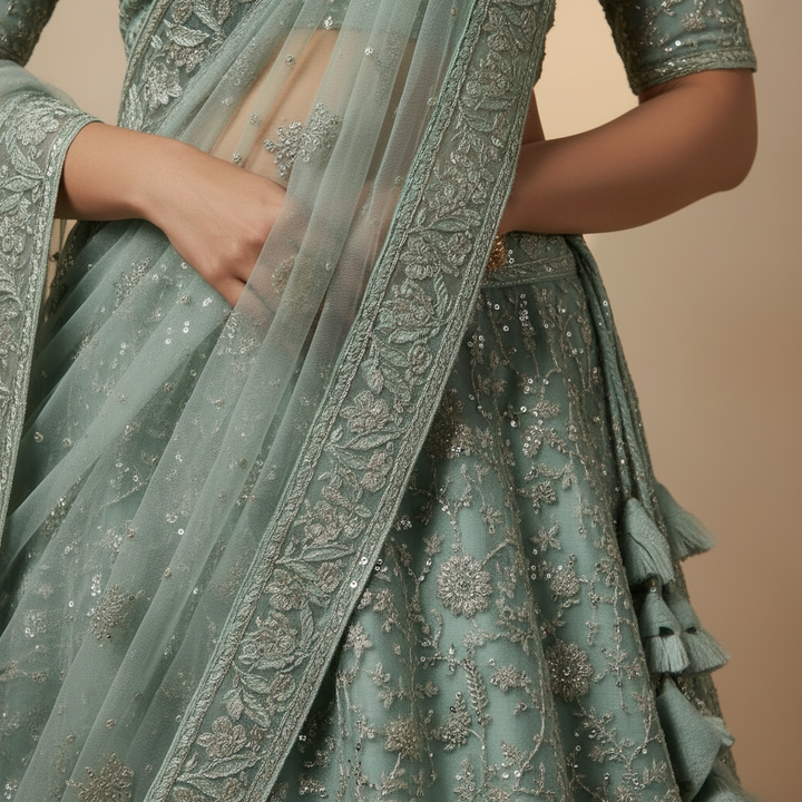 KUBERAN MINT GREEN LEGHENGA SET
