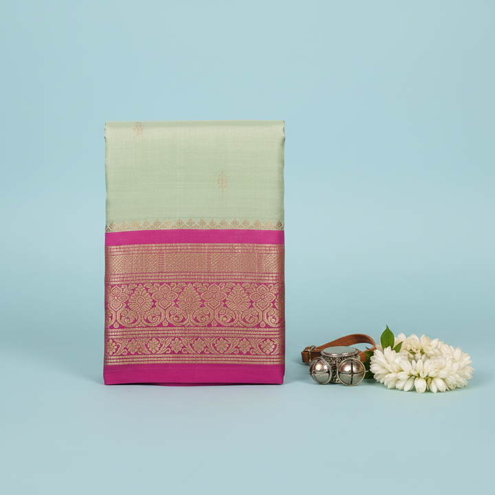 KUBERAN LIGHT GREEN PURE SILK DANCE SAREE