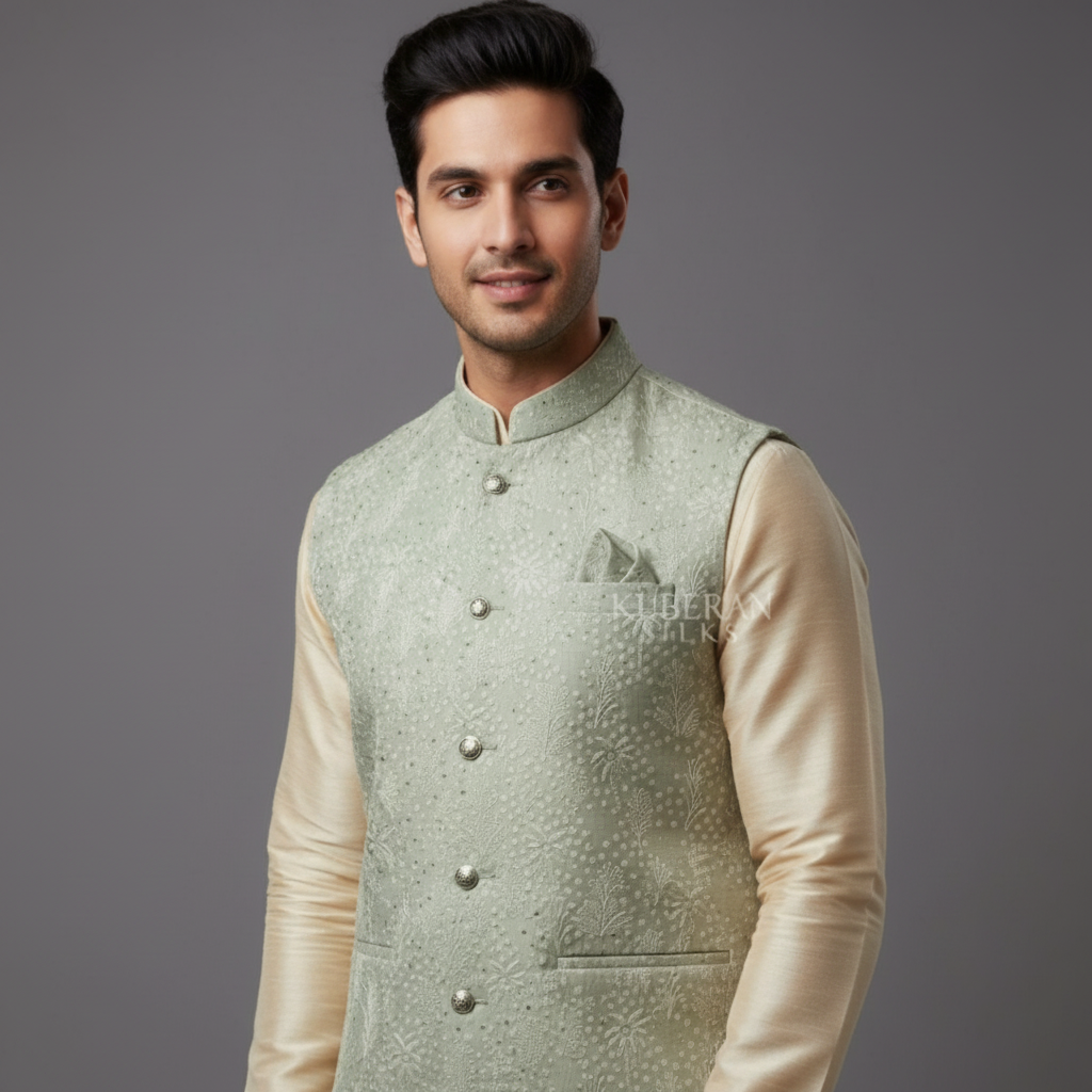 Mint green Nehru jacket menswear 2000x2000