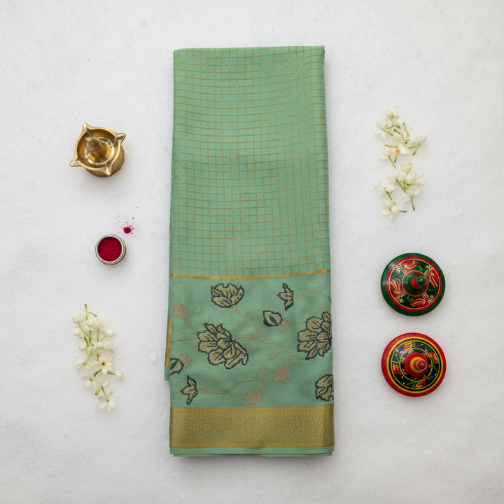 kuberan Mint Green Mysore Silk Saree