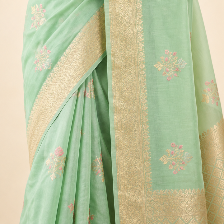 KUBERAN PASTEL GREEN MASHRU CHIFFON SAREE