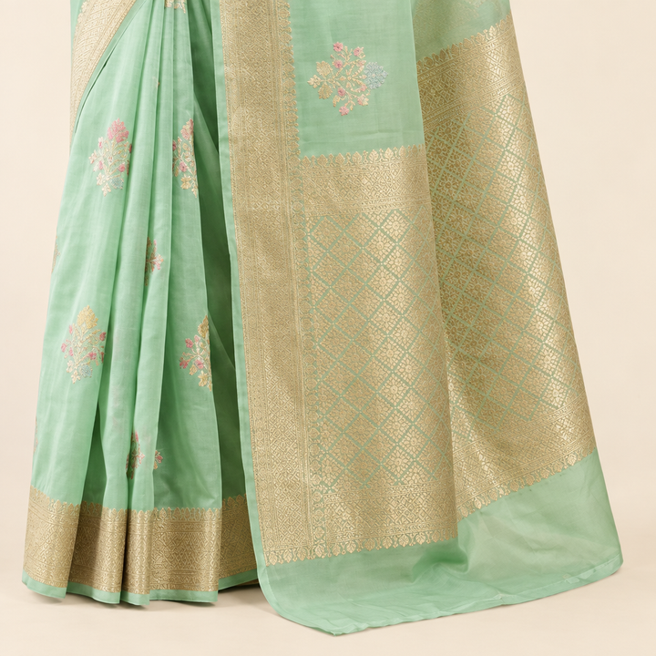 KUBERAN PASTEL GREEN MASHRU CHIFFON SAREE
