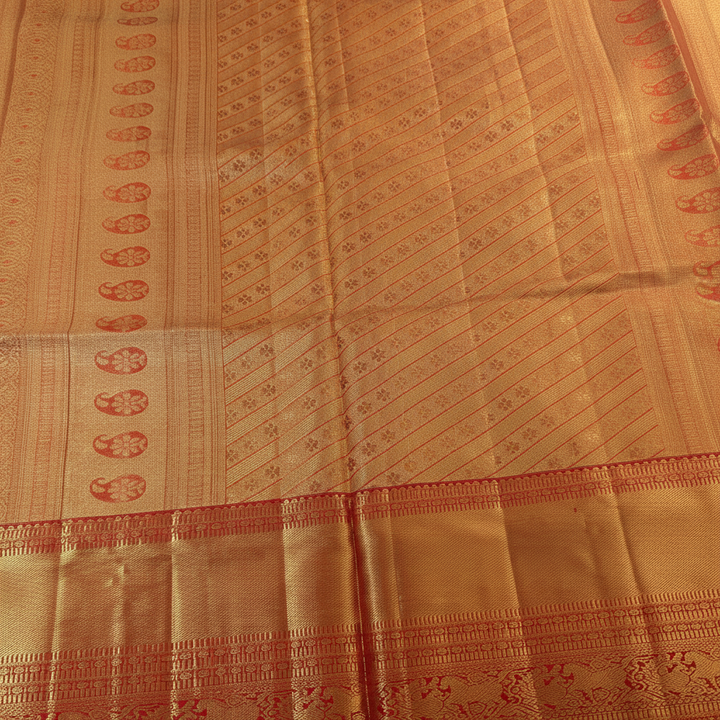 KUBERAN BLUE RED PURE KANCHIPURAM SILK SAREE