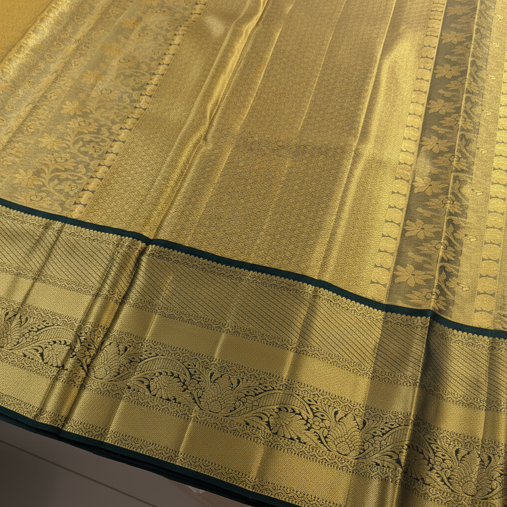 KUBERAN CREAM GOLDEN PURE KANCHIPURAM SILK SAREE
