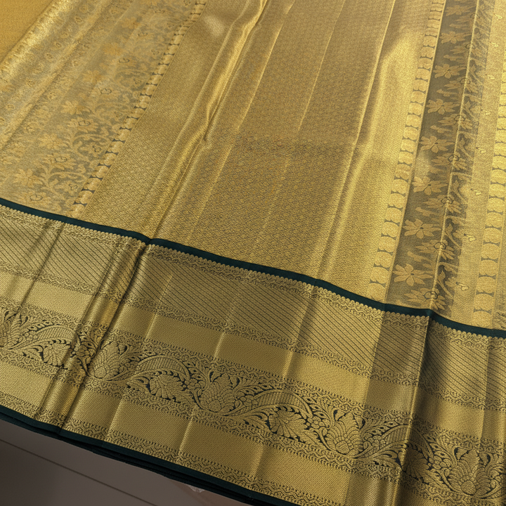 KUBERAN CREAM GOLDEN PURE KANCHIPURAM SILK SAREE